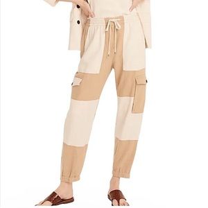 NWOT- J. CREW Color block Linen Tie Waist Cargo Jogger